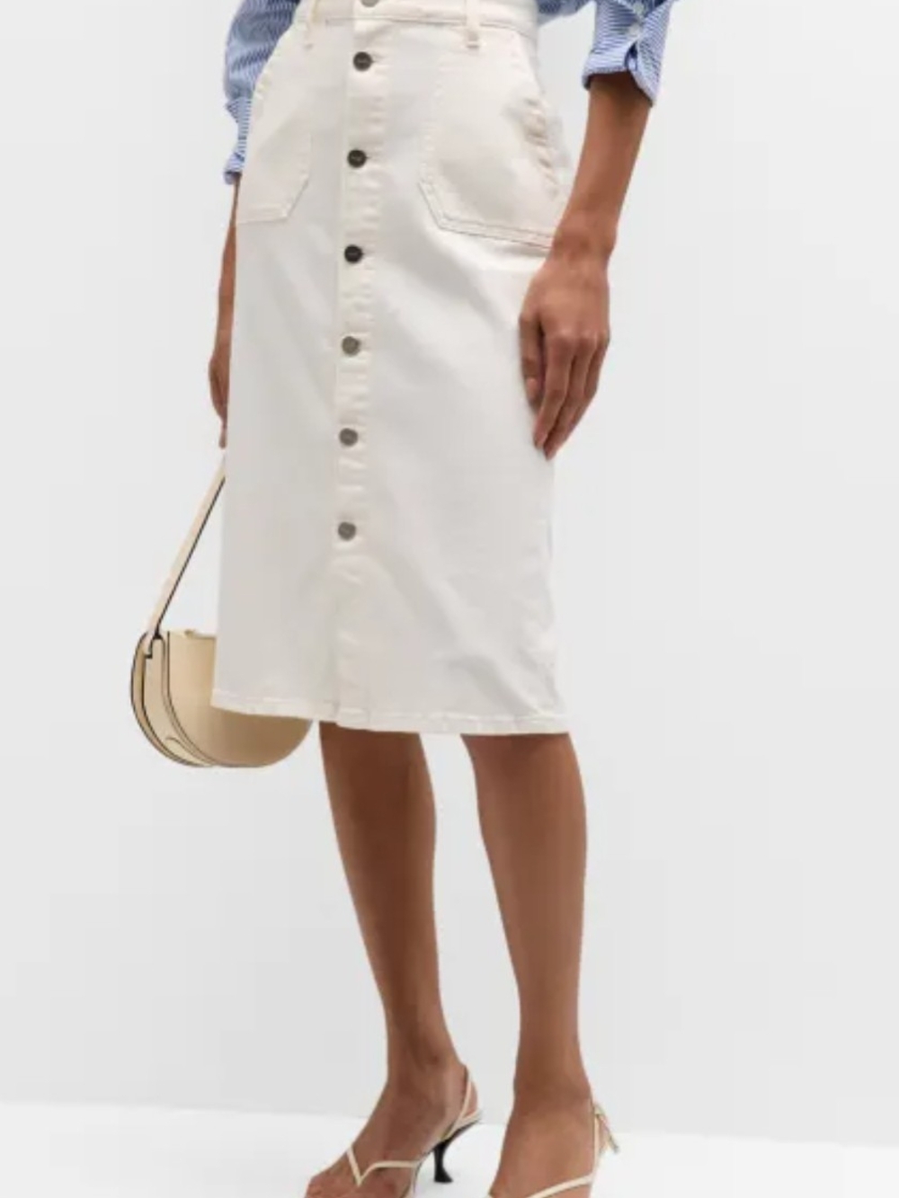 PAIGE Ecru Utility Denim Skirt